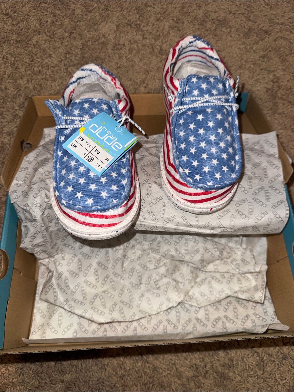 Hey Dude Kids' Americana Slip-On Sneakers - Blue/Red/White
